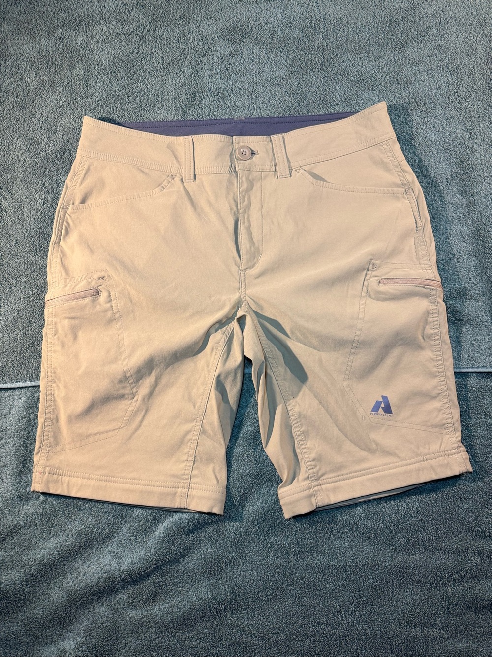 Eddie Bauer Men's 34x32 Khaki First Ascent Guide Pro Nylon Hiking Cargo Shorts
